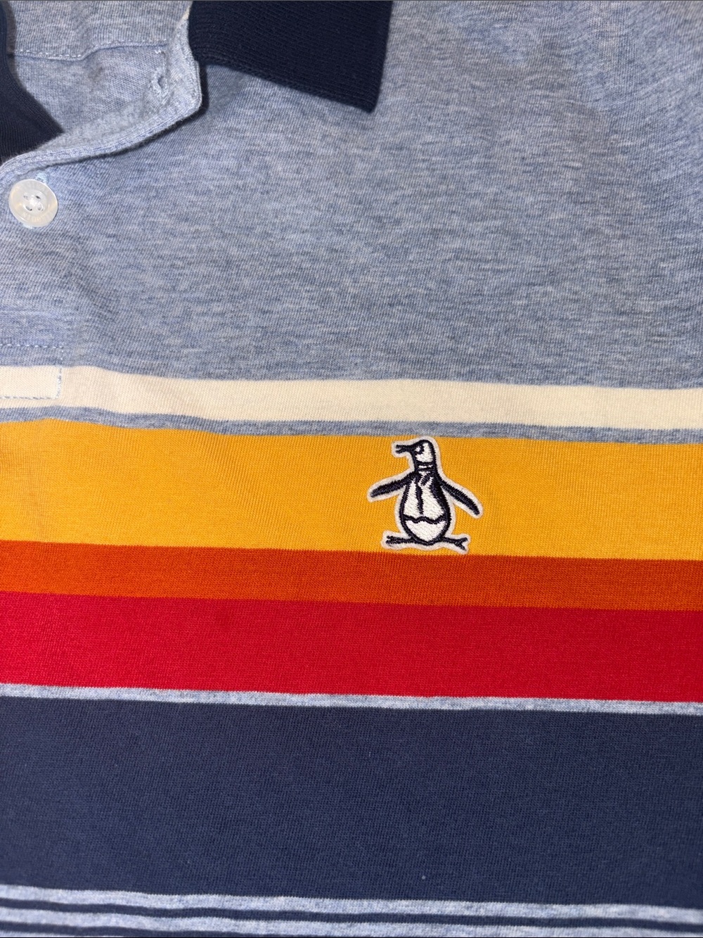 Original Penguin Mens Large Retro Striped Golf Polo Shirt - Picture 3 of 5